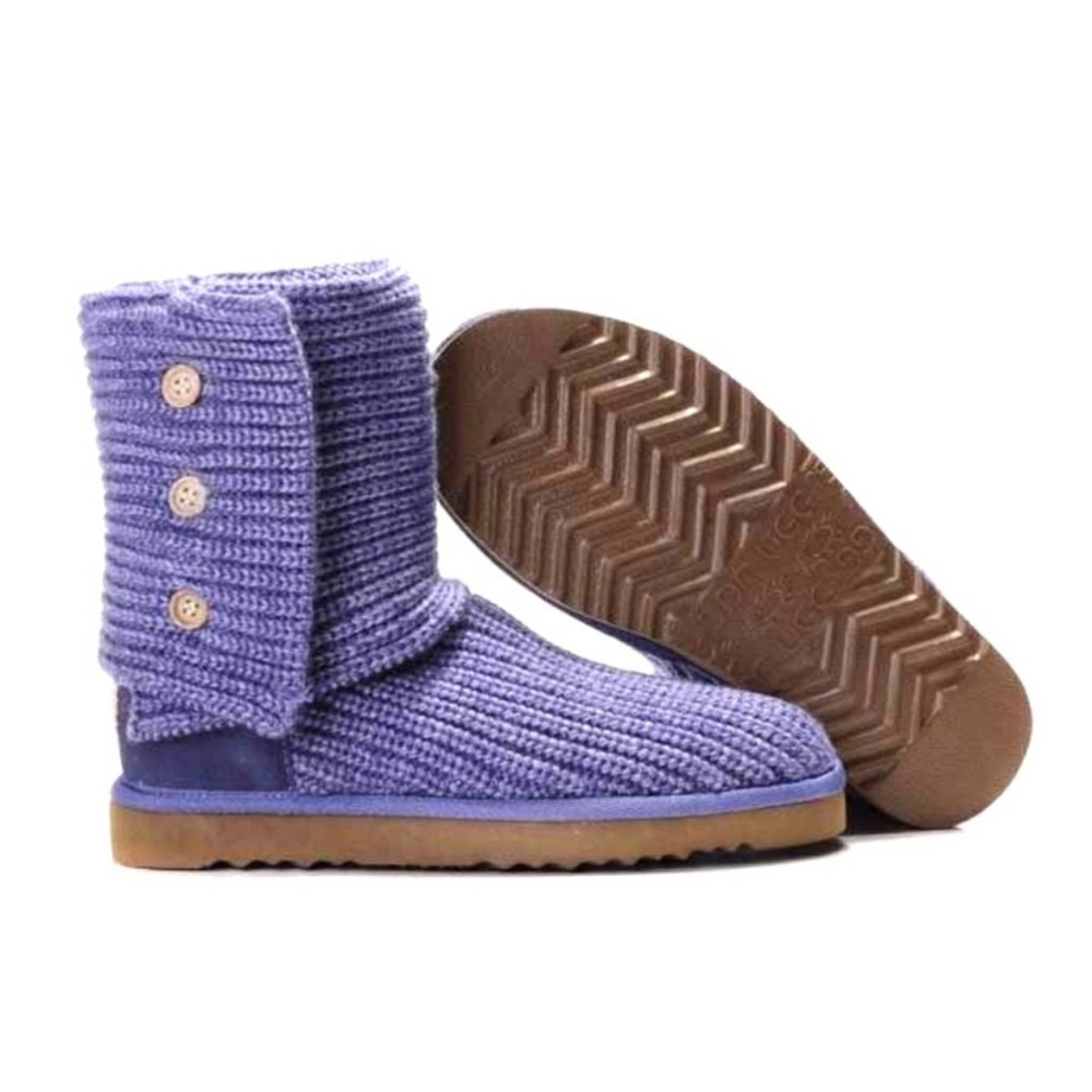 UGG Australia Purple Knit Tall Fold Over Boots 6 - Picture 4 of 15